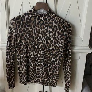 Jcrew Mock neck sweater with cheerta print